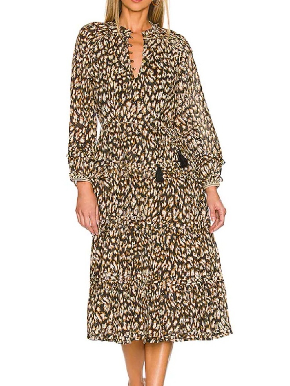 Cleobella Kalla Midi Dress in Black Leopard